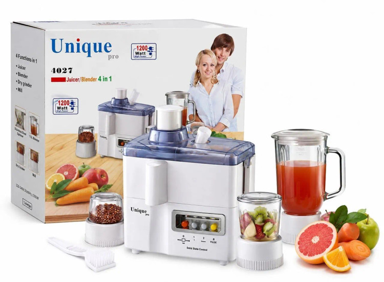 آبمیوه گیری 4 کاره یونیک پرو مدل 4027 | 1200 وات با مخلوطکن و آسیاب