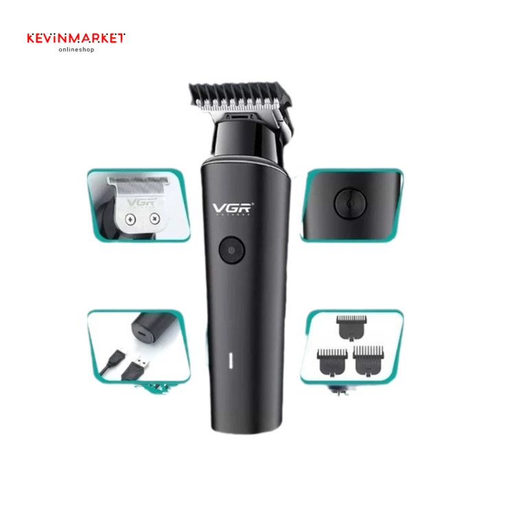 ماشین اصلاح موی سر و صورت وی جی ار مدل V-933 | خط زن و حجم زن با تیغه استیل
