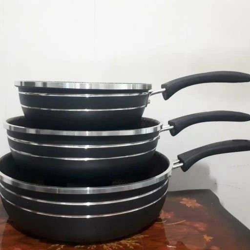 ست ۳ تایی بنیتا تک‌دسته | تابه گرانیتی ۲۰، ۲۴ و ۲۸ سانتی | نچسب، سبک و مناسب پخت روزانه