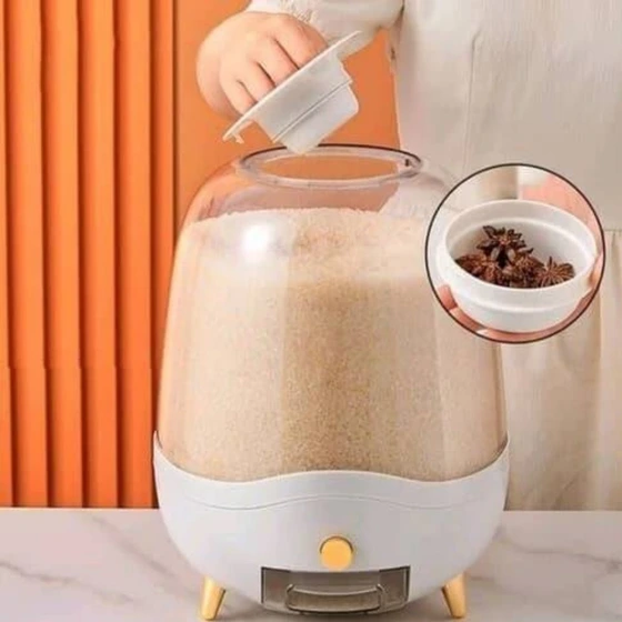 جا برنجی مکسی مدل QW-RICE-B | مخزن شفاف با خروجی دکمه‌ای